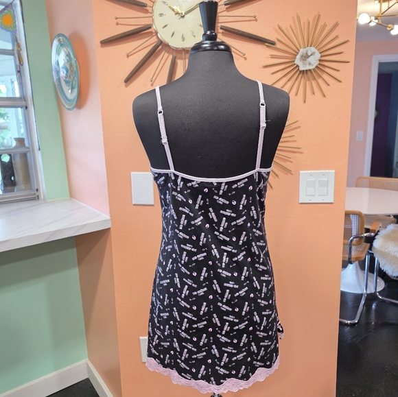 Vintage Y2K Feminine Baddie Popsi Lingerie Black Slip Pink Lace Naughtie Girl - Picture 4 of 15